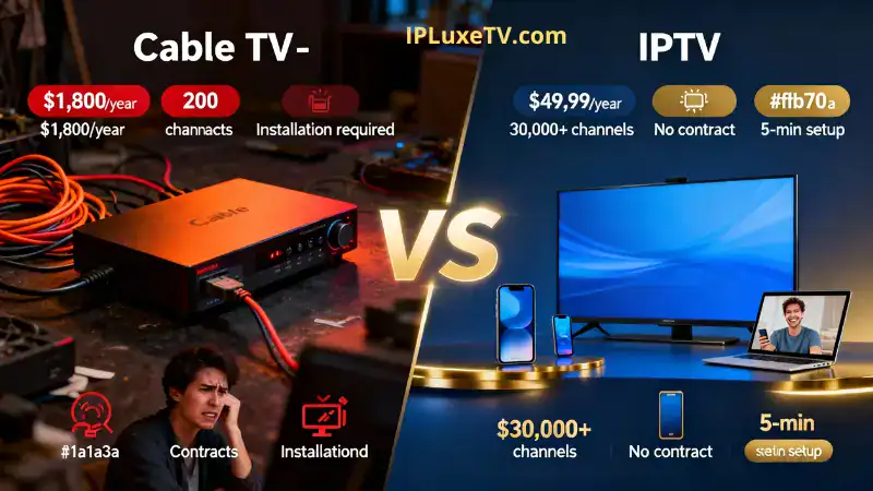 Best IPTV Services 2026: Top 10 Providers Compared 3 IPTV services vs cable TV comparison showing cost savings and superior features